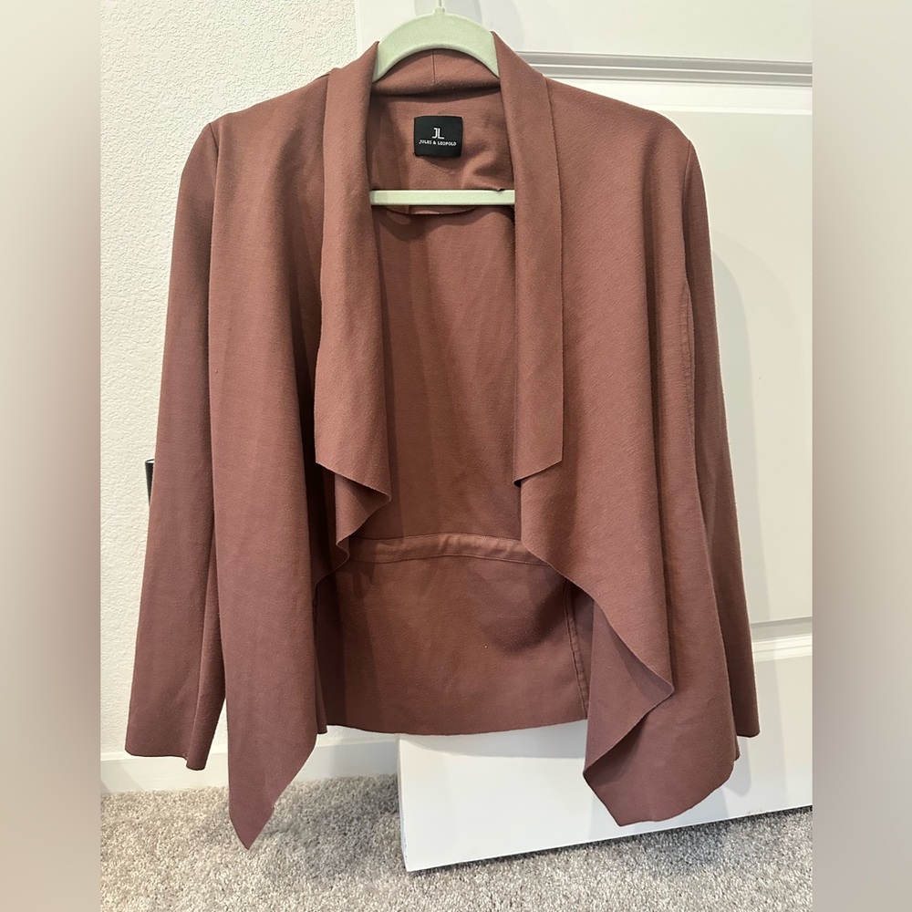 Mauve Draped Open Front Cardigan